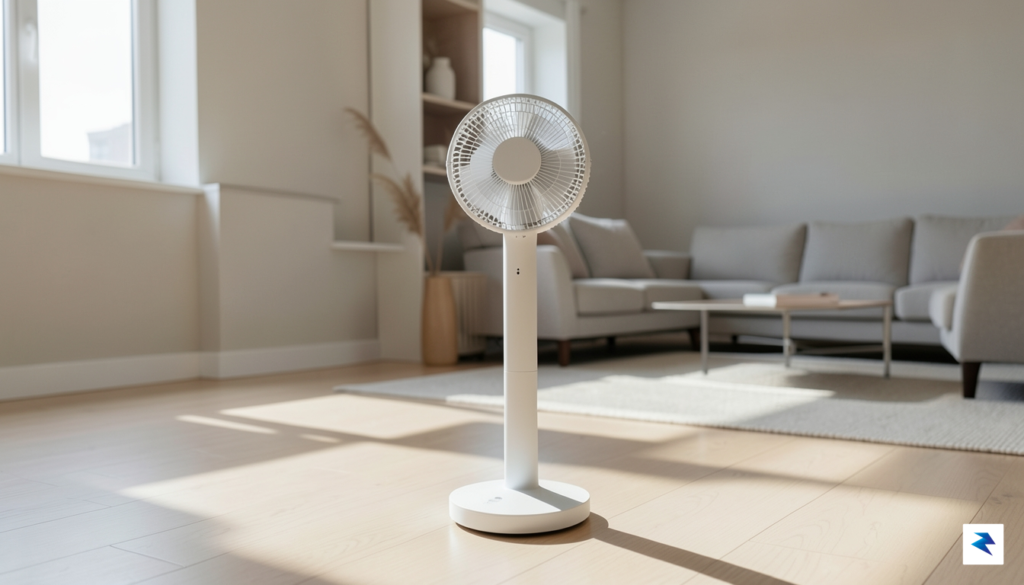 A sleek, minimalist SwitchBot Standing Circulator Fan positioned in a&hellip;