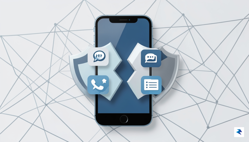 A modern, minimalist illustration showing a smartphone screen splitting into&hellip;