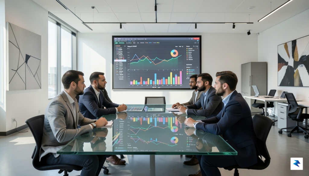 A modern, sleek office space with diverse founders collaborating on&hellip;