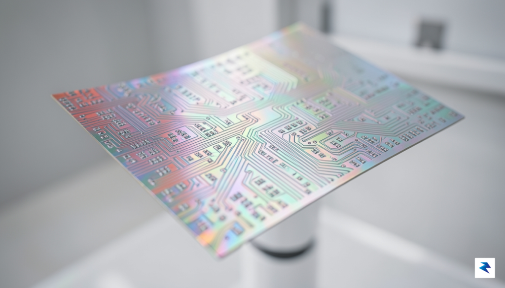 A detailed close-up of a modern silicon wafer with etched&hellip;