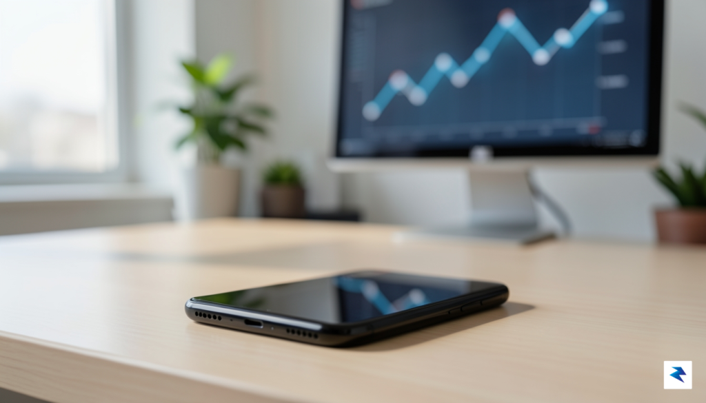 A close-up, high-definition photograph of a sleek, modern smartphone resting&hellip;
