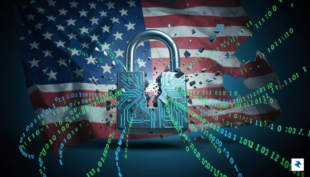 A stylized image depicting a digital padlock breaking apart, with&hellip;