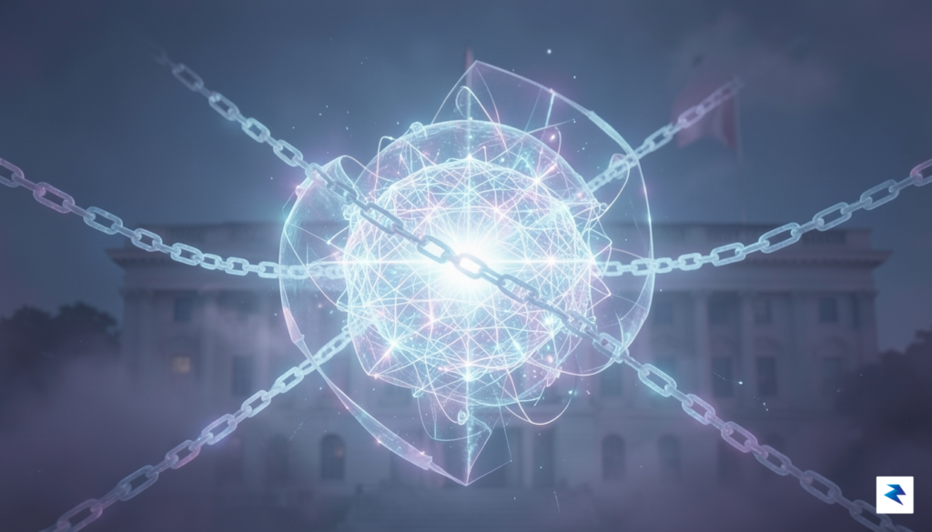 A glowing, abstract representation of artificial intelligence technology, with subtle&hellip;