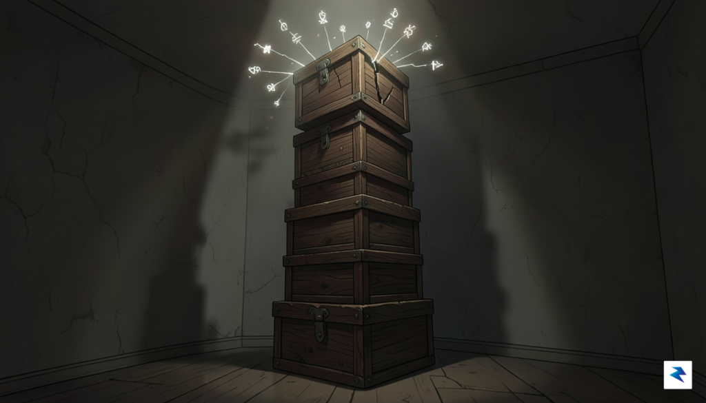 A surreal illustration of a series of nesting wooden boxes&hellip;