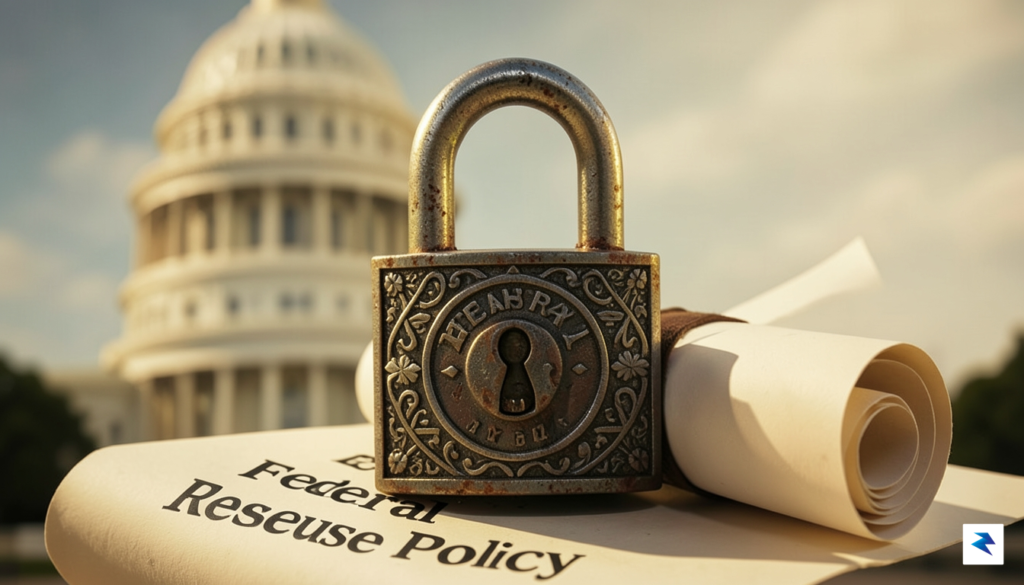A conceptual illustration showing a heavy, ornate padlock securing a&hellip;
