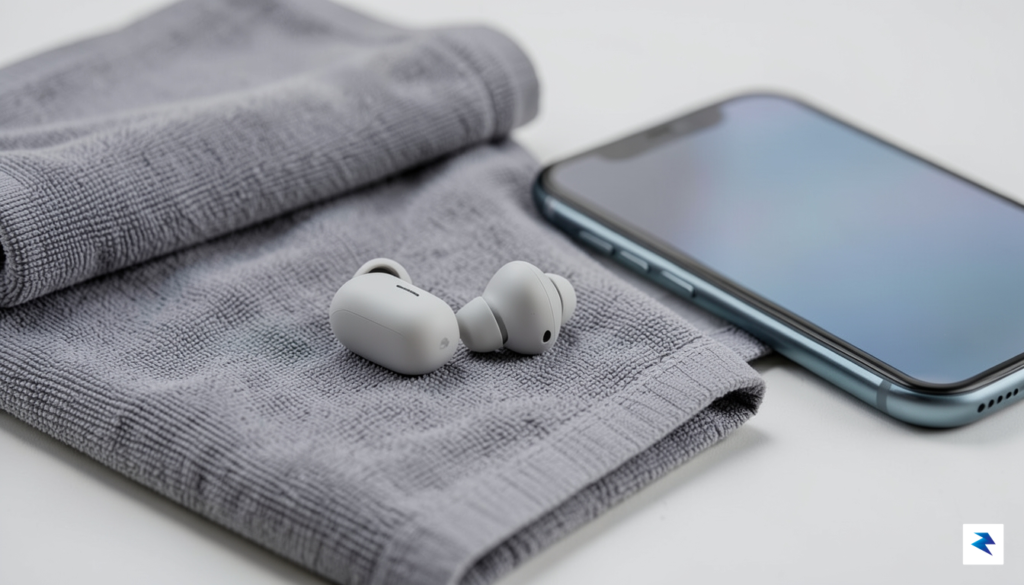 A sleek, close-up shot of premium wireless earbuds resting on&hellip;