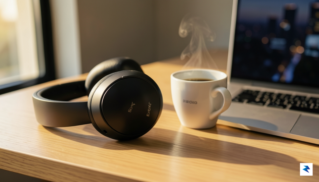 A close-up, high-quality photograph of a pair of premium noise-canceling&hellip;