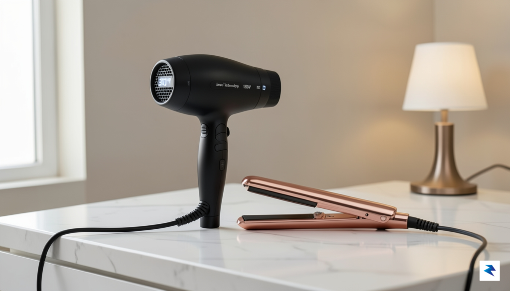 A high-end professional hair dryer and a sleek ceramic flat&hellip;