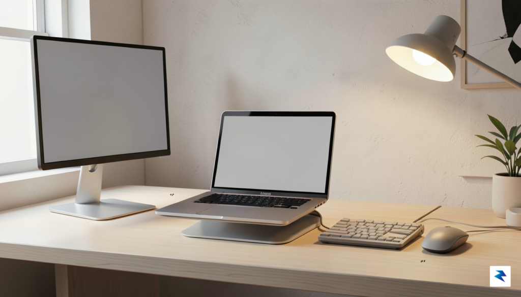A clean, modern home office desk setup featuring a sleek&hellip;