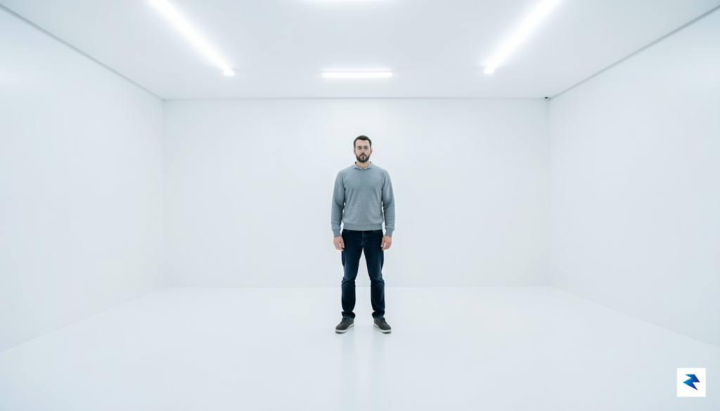 A wide-angle shot of a man standing in the center&hellip;