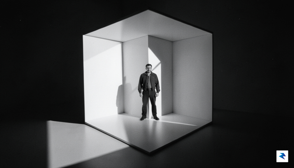 A surreal, high-contrast black-and-white still from a 1960s experimental film&hellip;