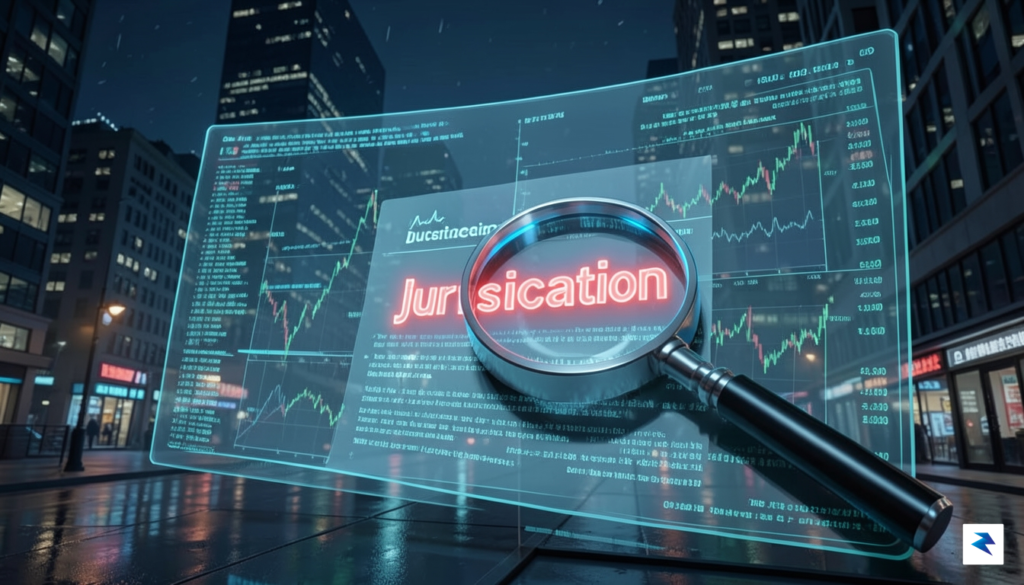 A digital illustration showing a futuristic stock exchange interface with&hellip;