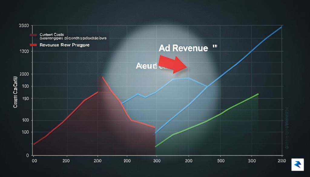 A complex financial chart showing rising content costs, plateauing subscriber&hellip;