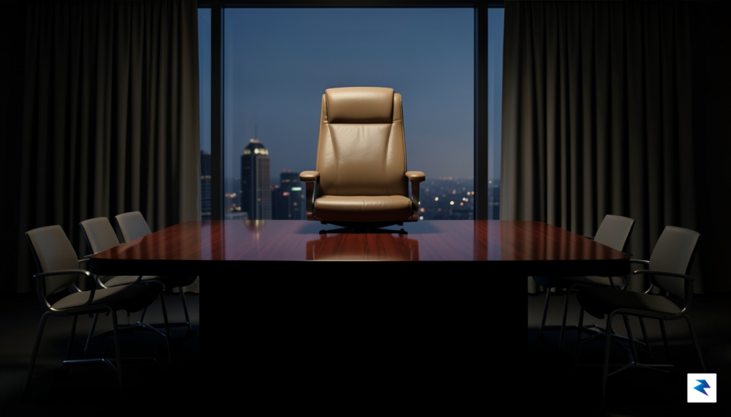 A conceptual digital illustration of a boardroom table where one&hellip;
