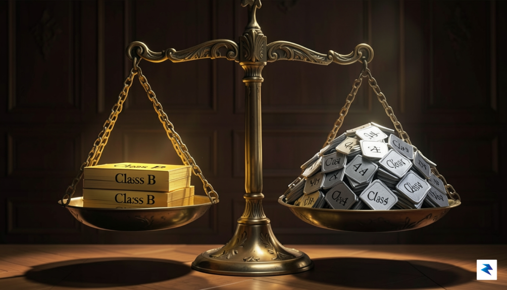 A conceptual digital illustration showing a balance scale tipped heavily&hellip;