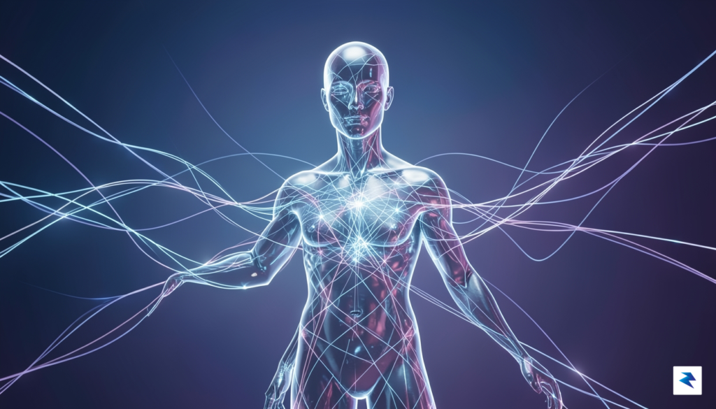A digital illustration showing a glass human silhouette connected to&hellip;