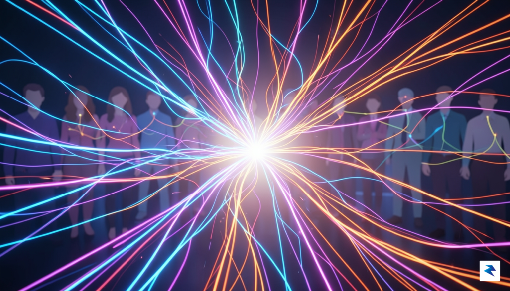 A vibrant, abstract depiction of countless individual, glowing data streams&hellip;