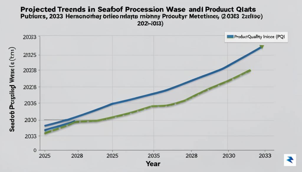 A data visualization chart showing a projected downward trend in…