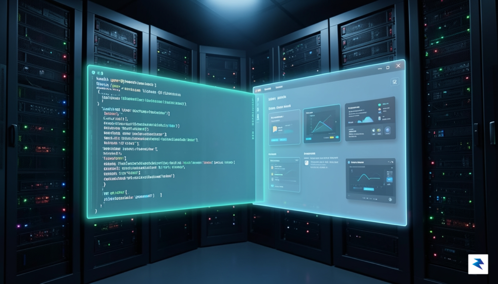 A conceptual digital illustration showing a glowing SSH terminal connection&hellip;