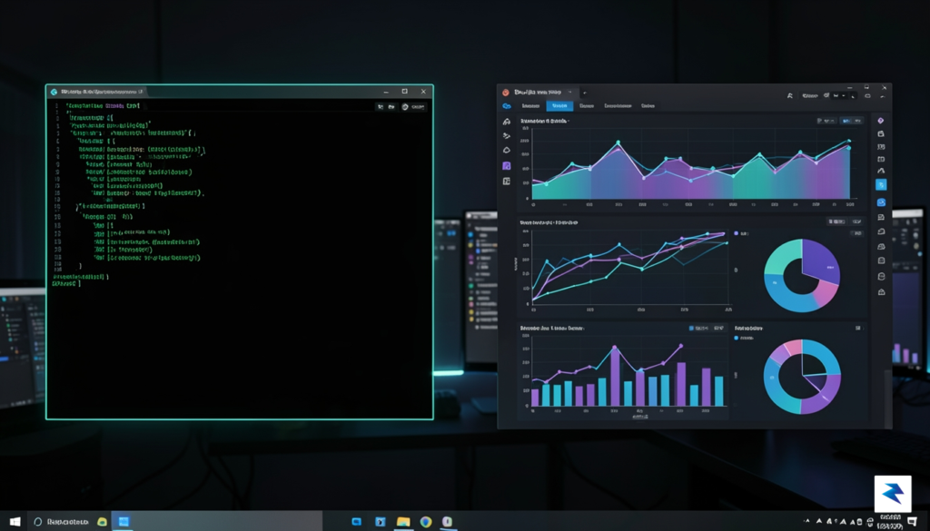 A sleek, modern split-screen interface showing a terminal window on&hellip;