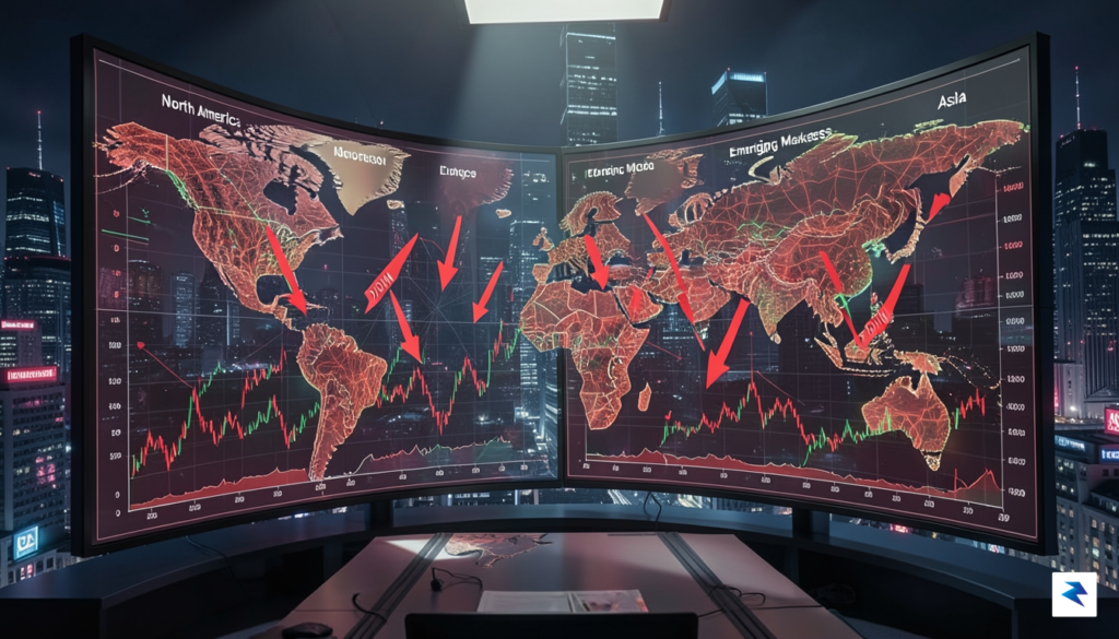 A global interconnected network of financial charts showing a synchronized&hellip;