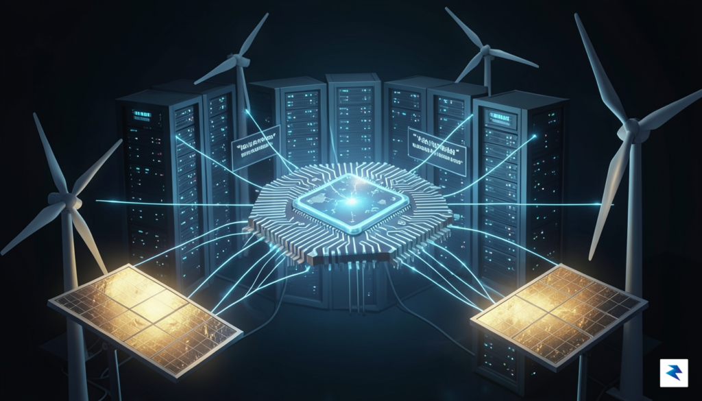A stylized illustration depicting various interconnected elements of AI infrastructure:&hellip;