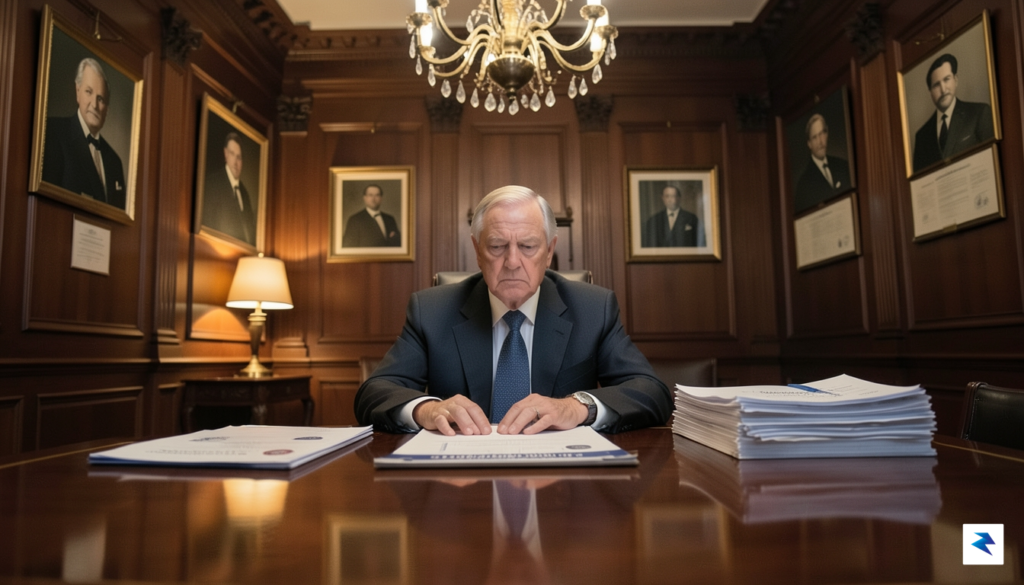 A photograph of Alan Greenspan sitting at the Federal Reserve&hellip;