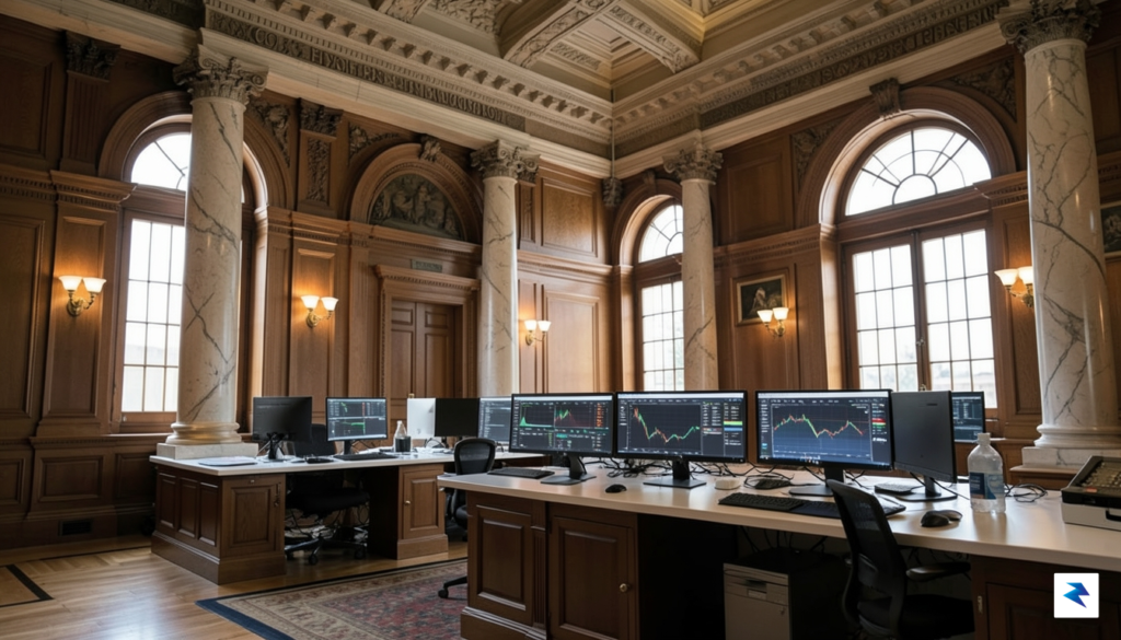 A photograph of the interior of the Federal Reserve Board&hellip;