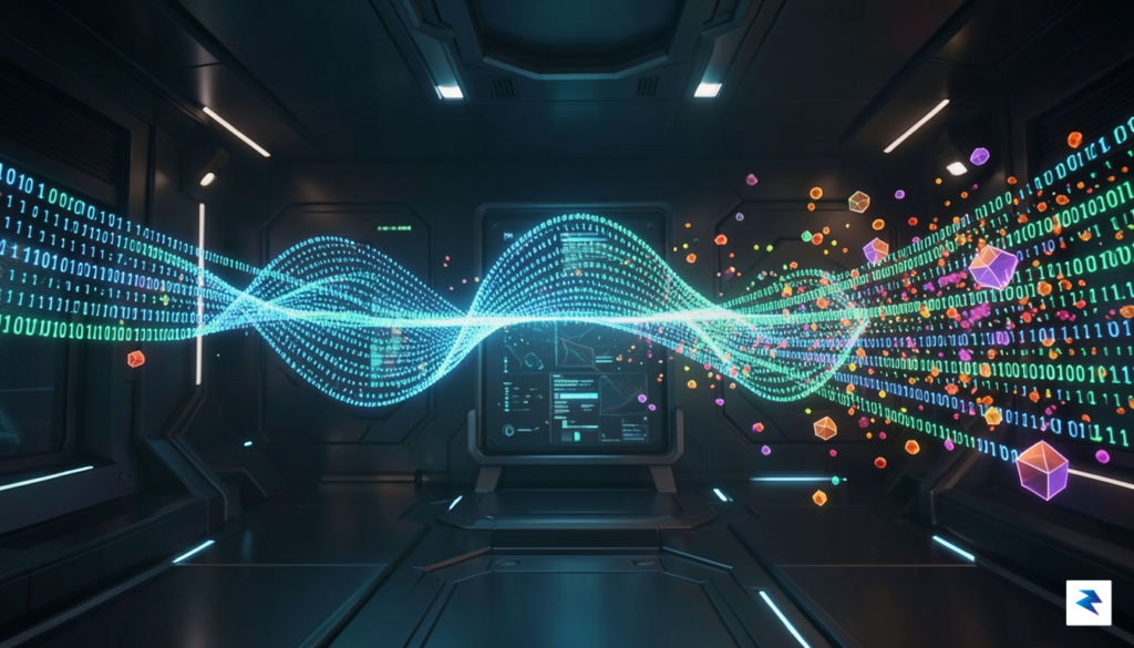 A conceptual digital visualization showing waves of sound being deconstructed&hellip;