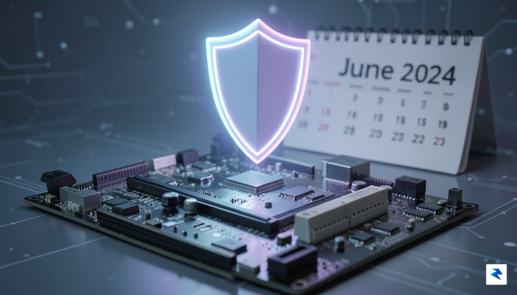 A conceptual digital illustration showing a glowing shield icon hovering&hellip;
