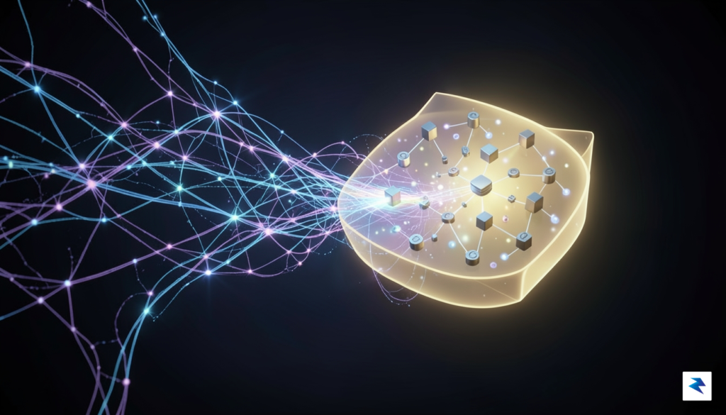 A digital, abstract representation of interconnected neural networks flowing into&hellip;