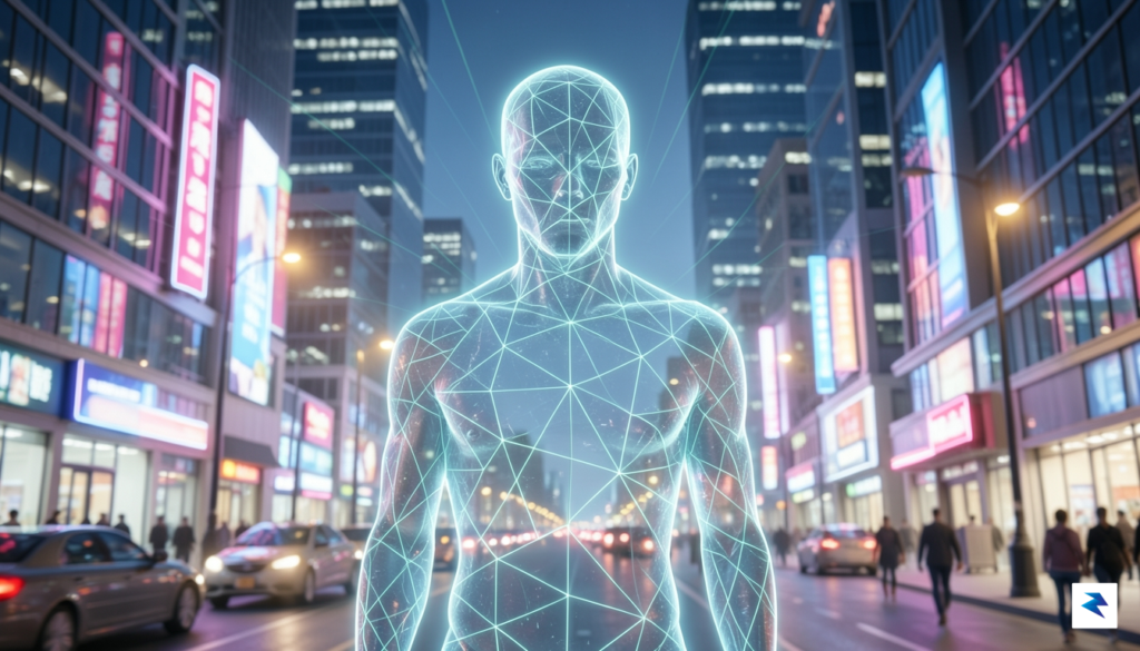 A conceptual digital illustration showing a glass human silhouette standing&hellip;