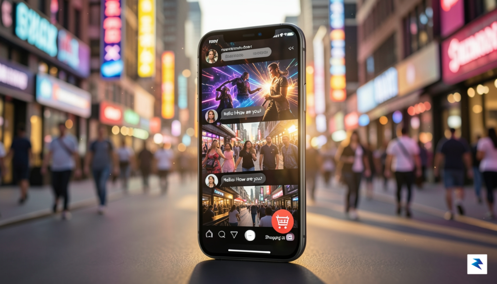 A sleek, modern smartphone screen displaying a multi-functional TikTok interface,&hellip;