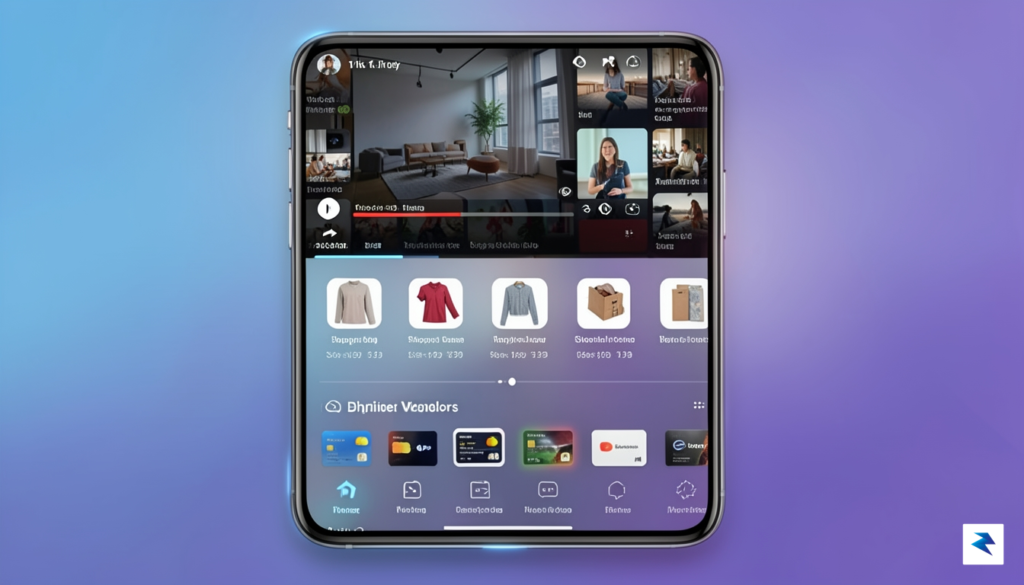 A sleek, modern smartphone interface showing a layered design where&hellip;