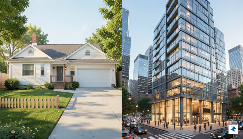 A split-screen illustration showing a modest 1950s suburban home on&hellip;