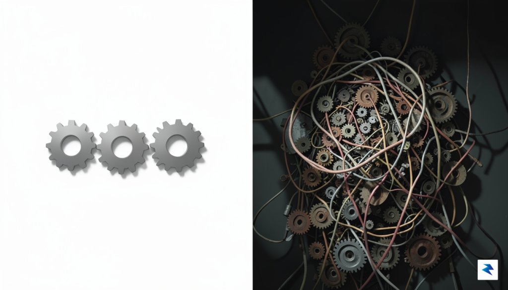 A minimalist digital illustration showing a clean, simplified gear mechanism&hellip;
