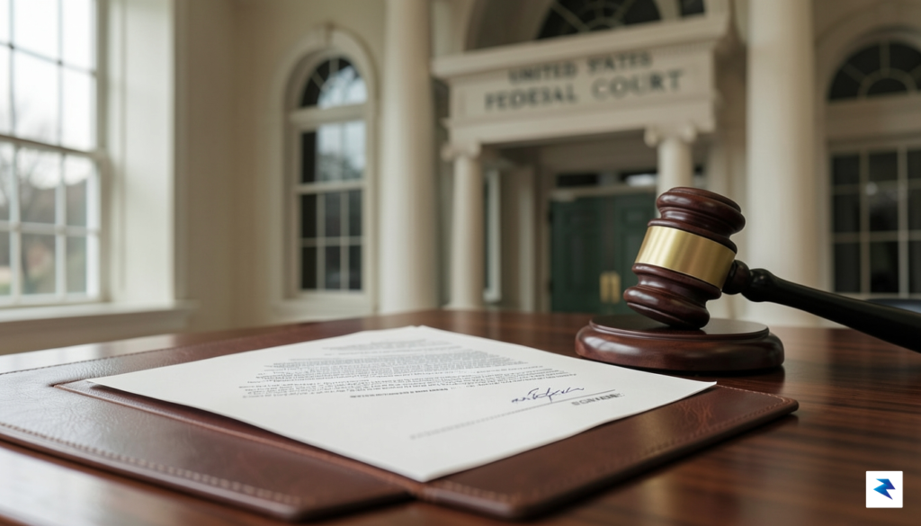 A conceptual image showing a legal document with a signature&hellip;
