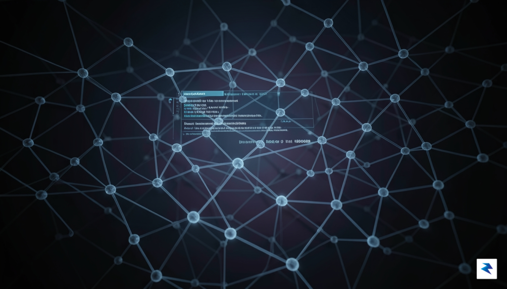 A dark, moody digital illustration showing a glowing AI interface&hellip;