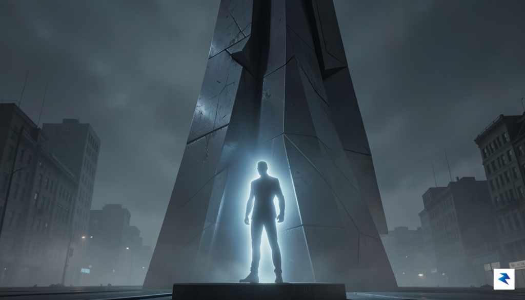 A conceptual digital illustration showing a solitary, glowing silhouette standing&hellip;