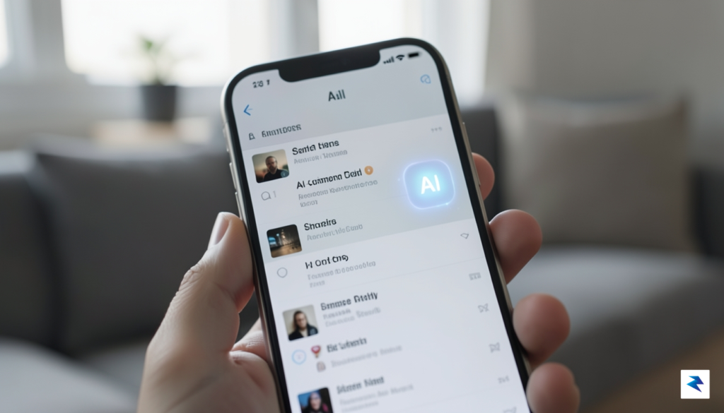 A close-up smartphone screen showing a sleek music streaming app&hellip;