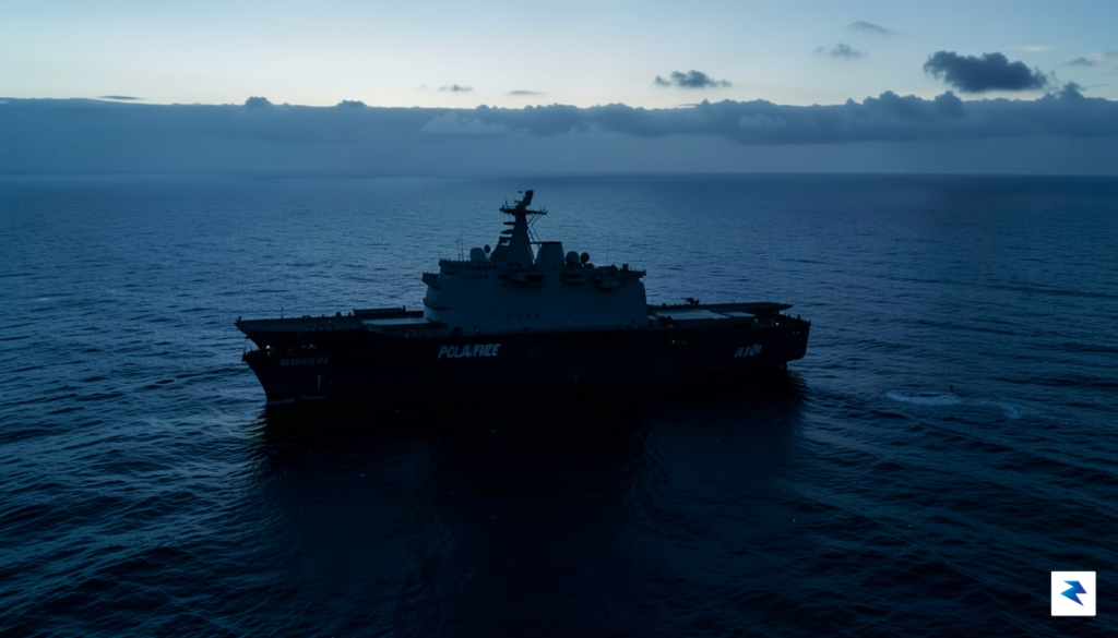 A dramatic, high-angle shot of the Titan submersible's support ship,&hellip;