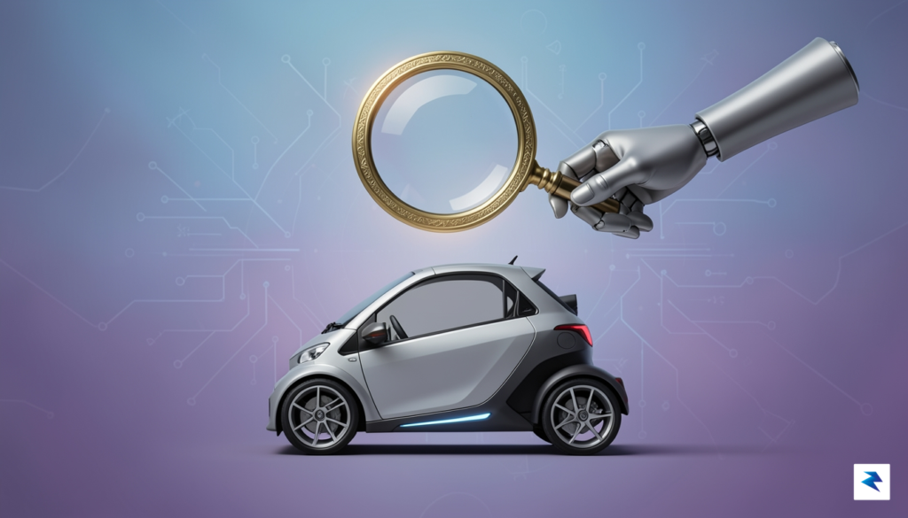 A conceptual digital illustration showing a small, futuristic three-wheeled electric&hellip;
