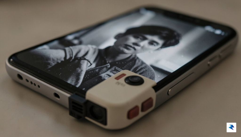 A close-up shot of a Game Boy Camera peripheral attached&hellip;