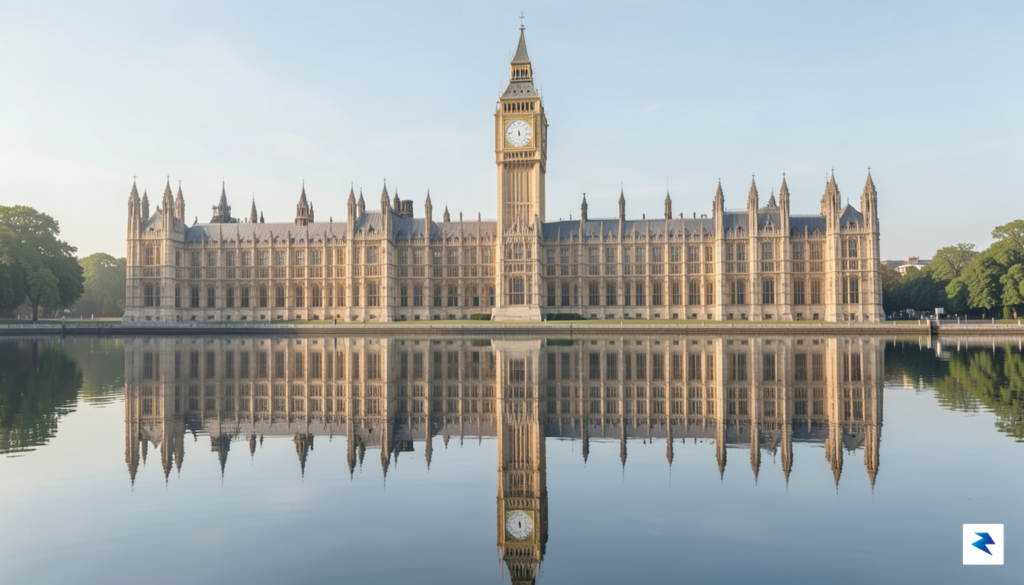 A conceptual illustration of the Palace of Westminster reflected in&hellip;