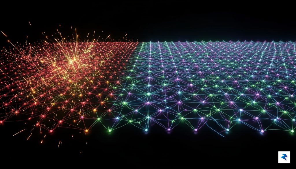 A conceptual digital art piece showing a vast field of&hellip;
