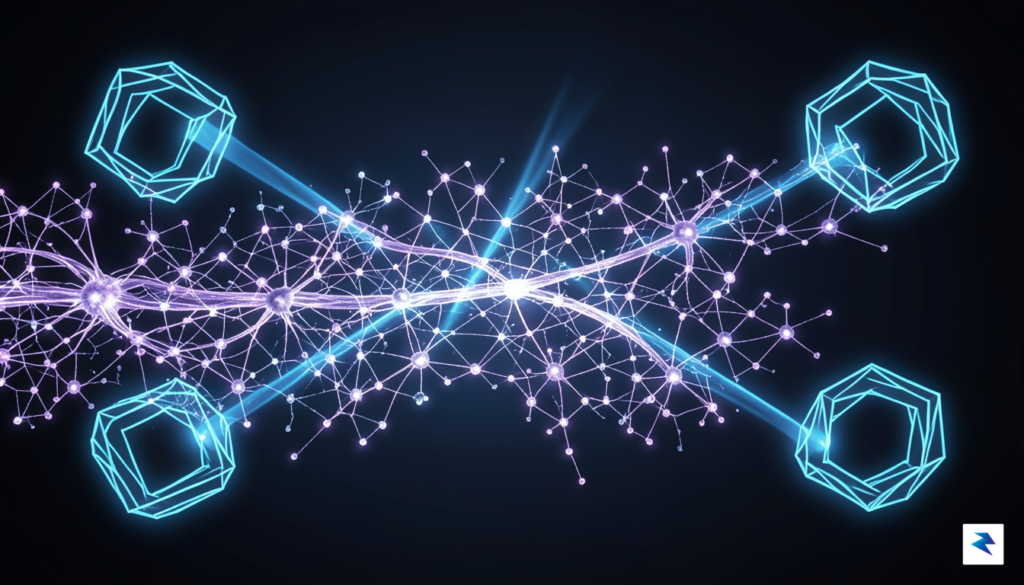 A digital illustration of a glowing, complex neural network being&hellip;