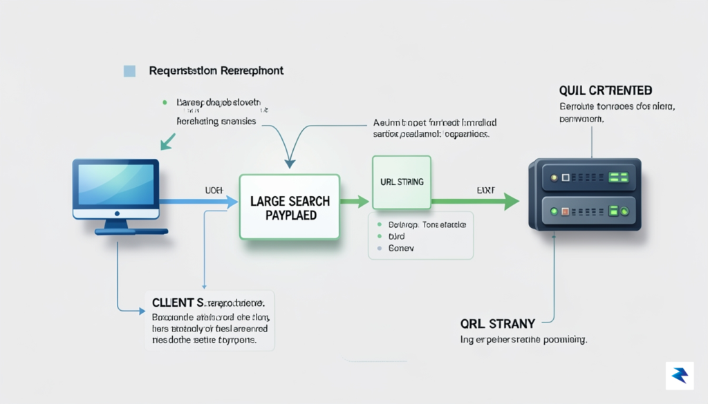 A conceptual digital diagram showing a request flow from a…
