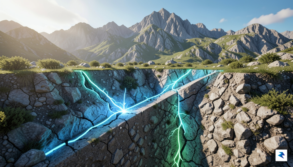 A detailed, professional 3D geological cross-section showing two distinct seismic&hellip;