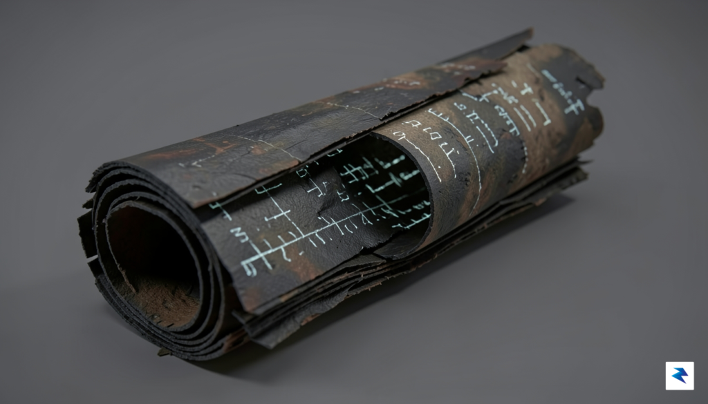 A cross-sectional 3D digital rendering of a carbonized Herculaneum scroll,&hellip;