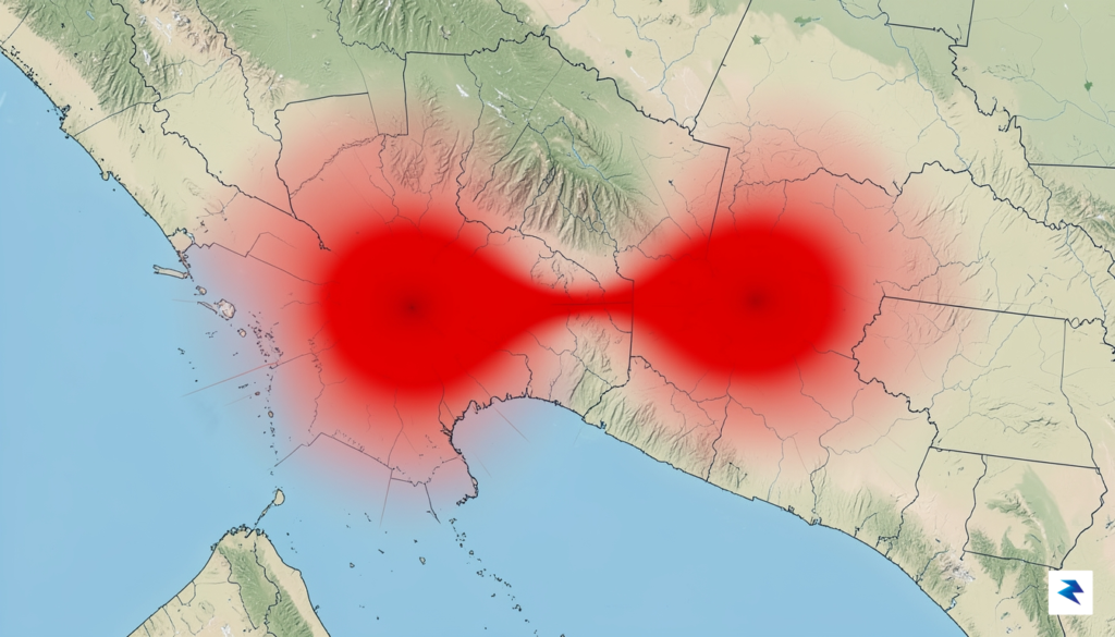 A digital visualization of a tectonic map showing the epicenter&hellip;